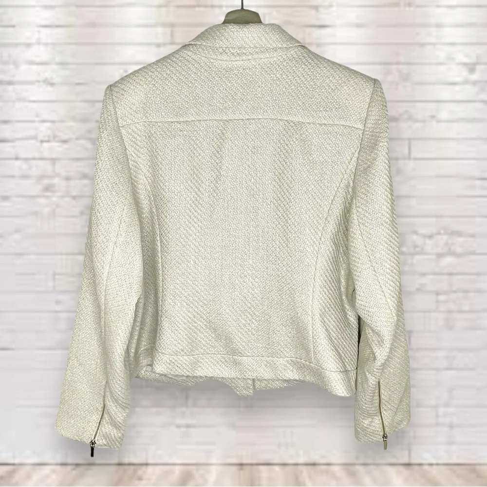 Lane Bryant Cream Tweed Moto Jacket Size 26 NWT - Picture 2 of 11